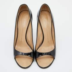 Giuseppe Zanotti Black Patent Leather Open Toe Pumps Size 40