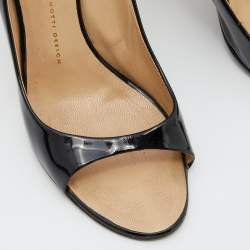 Giuseppe Zanotti Black Patent Leather Open Toe Pumps Size 40