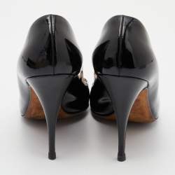 Giuseppe Zanotti Black Patent Leather Open Toe Pumps Size 40