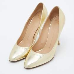 Giuseppe Zanotti Gold Leather Round Toe Pumps Size 40