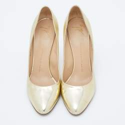Giuseppe Zanotti Gold Leather Round Toe Pumps Size 40