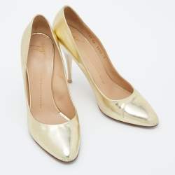 Giuseppe Zanotti Gold Leather Round Toe Pumps Size 40
