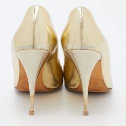 Giuseppe Zanotti Gold Leather Round Toe Pumps Size 40
