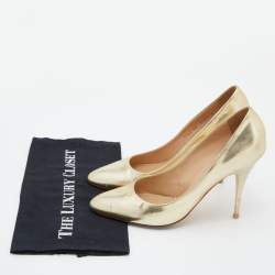 Giuseppe Zanotti Gold Leather Round Toe Pumps Size 40
