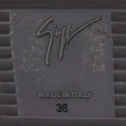 Pre Owned Giuseppe Zanotti Black/Red Knit Fabric and Leather Slip On Sneakers Size 36