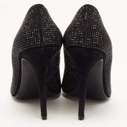 Giuseppe Zanotti Black Crystal Embellished Suede Pumps Size 37