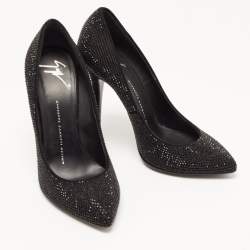 Giuseppe Zanotti Black Crystal Embellished Suede Pumps Size 37