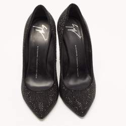 Giuseppe Zanotti Black Crystal Embellished Suede Pumps Size 37