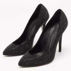 Giuseppe Zanotti Black Crystal Embellished Suede Pumps Size 37