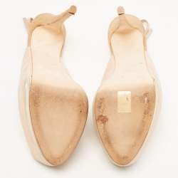 مملوكة مسبقًا Giuseppe Zanotti Pink Glitter Suede Peep Toe Platform Slingback Sandals Size 41