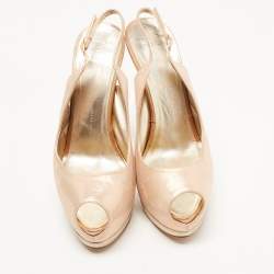 مملوكة مسبقًا Giuseppe Zanotti Pink Glitter Suede Peep Toe Platform Slingback Sandals Size 41