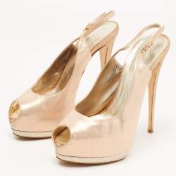 مملوكة مسبقًا Giuseppe Zanotti Pink Glitter Suede Peep Toe Platform Slingback Sandals Size 41