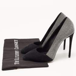 Pre Owned Giuseppe Zanotti Black Suede Crystal Embellished Pointed Toe Pumps Size 37