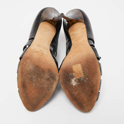 Pre Owned Giuseppe Zanotti Black Leather Oxford Peep Toe Ankle Boots Size 39.5