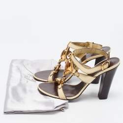 Pre Owned Giuseppe Zanotti Cream Leather Embellished T Strap Sandals Size 39