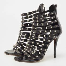 Giuseppe Zanotti Black Leather studded Strappy Sandals Size 36.5