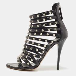 Giuseppe Zanotti Black Leather studded Strappy Sandals Size 36.5