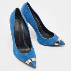 Giuseppe Zanotti Blue Suede Pointed Toe Pumps Size 37.5