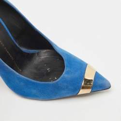 Giuseppe Zanotti Blue Suede Pointed Toe Pumps Size 37.5