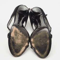 Pre Owned Giuseppe Zanotti Black Suede Crystal Embellished T-Strap Sandals Size 37