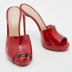 Pre Owned Giuseppe Zanotti Red Patent Leather Nettie Sandals Size 37