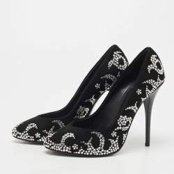 Giuseppe Zanotti Black Suede Crystal Embellished Pumps Size 35