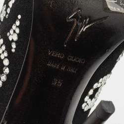 Giuseppe Zanotti Black Suede Crystal Embellished Pumps Size 35