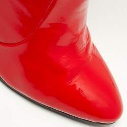 Pre Owned Giuseppe Zanotti Red Patent Leather Knee Length Boots Size 39.5