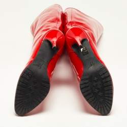 Pre Owned Giuseppe Zanotti Red Patent Leather Knee Length Boots Size 39.5