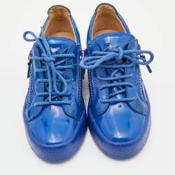 Giuseppe Zanotti Blue Patent Leather Donna Low Top Sneakers Size 36