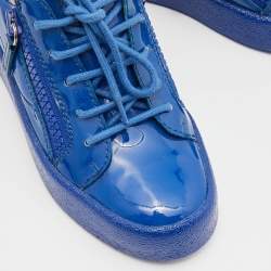 Giuseppe Zanotti Blue Patent Leather Donna Low Top Sneakers Size 36