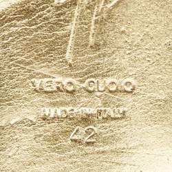 مملوكة مسبقًا Giuseppe Zanotti Gold Leather Fishbone Embellished Ankle Strap Sandals Size 42