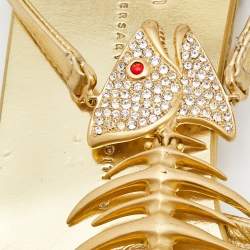 مملوكة مسبقًا Giuseppe Zanotti Gold Leather Fishbone Embellished Ankle Strap Sandals Size 42