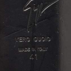 مملوكة مسبقًا Giuseppe Zanotti Black Leather Leaf Ankle Cuff Sandals Size 41