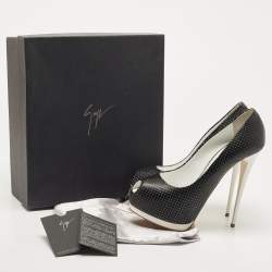 مملوكة مسبقًا Giuseppe Zanotti Black Leather Peep Toe Pumps Size 38.5