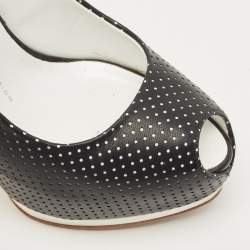 مملوكة مسبقًا Giuseppe Zanotti Black Leather Peep Toe Pumps Size 38.5