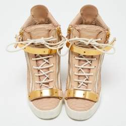 Pre Owned Giuseppe Zanotti Pink Python Embossed Leather Lorenz Wedge Sneakers Size 39