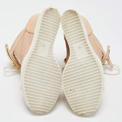 Pre Owned Giuseppe Zanotti Pink Python Embossed Leather Lorenz Wedge Sneakers Size 39