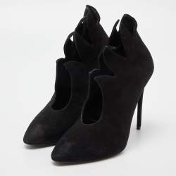 Pre Owned Giuseppe Zanotti Black Suede Booties Size 37