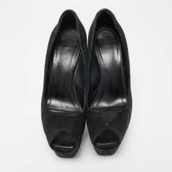 Giuseppe Zanotti Black Suede Liza Peep Toe Platform Pumps Size 39