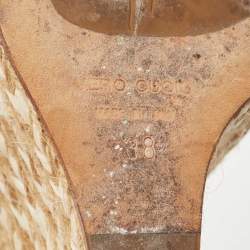 مملوكة مسبقًا Giuseppe Zanotti Gold Leather Wedge Ankle Strap Espadrille Sandals Size 38