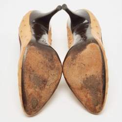 Pre Owned Giuseppe Zanotti Tan Ostrich Leather Round Toe Pumps Size 39.5