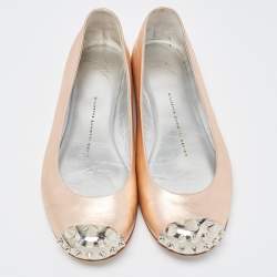 مملوكة مسبقًا Giuseppe Zanotti Metallic Rose Leather Malika Spike Ballet Flat Size 36