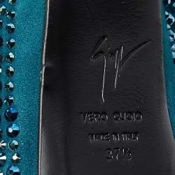 Pre Owned صندل جوسيبي زانوتي كعب ومقدمة مفتوحين سويدي ثلاثي اللون نعل سميك مزخرف كريستال مقاس 37