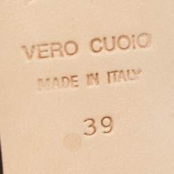 Pre Owned Giuseppe Zanotti Brown Leather Crystal Embellished T- Strap Sandals Size 39