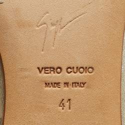 Pre Owned Giuseppe Zanotti Metallic White Foil Leather Knee Length Boots Size 41