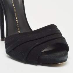 Pre Owned Giuseppe Zanotti Black Suede Buckle Detail Sandals Size 36