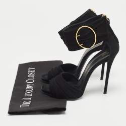 Pre Owned Giuseppe Zanotti Black Suede Buckle Detail Sandals Size 36