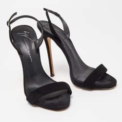 Pre Owned Giuseppe Zanotti Black Suede Sophie Slingback Sandals Size 38