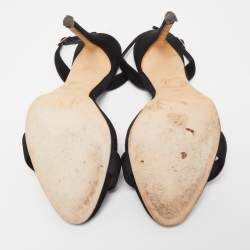 Pre Owned Giuseppe Zanotti Black Suede Sophie Slingback Sandals Size 38